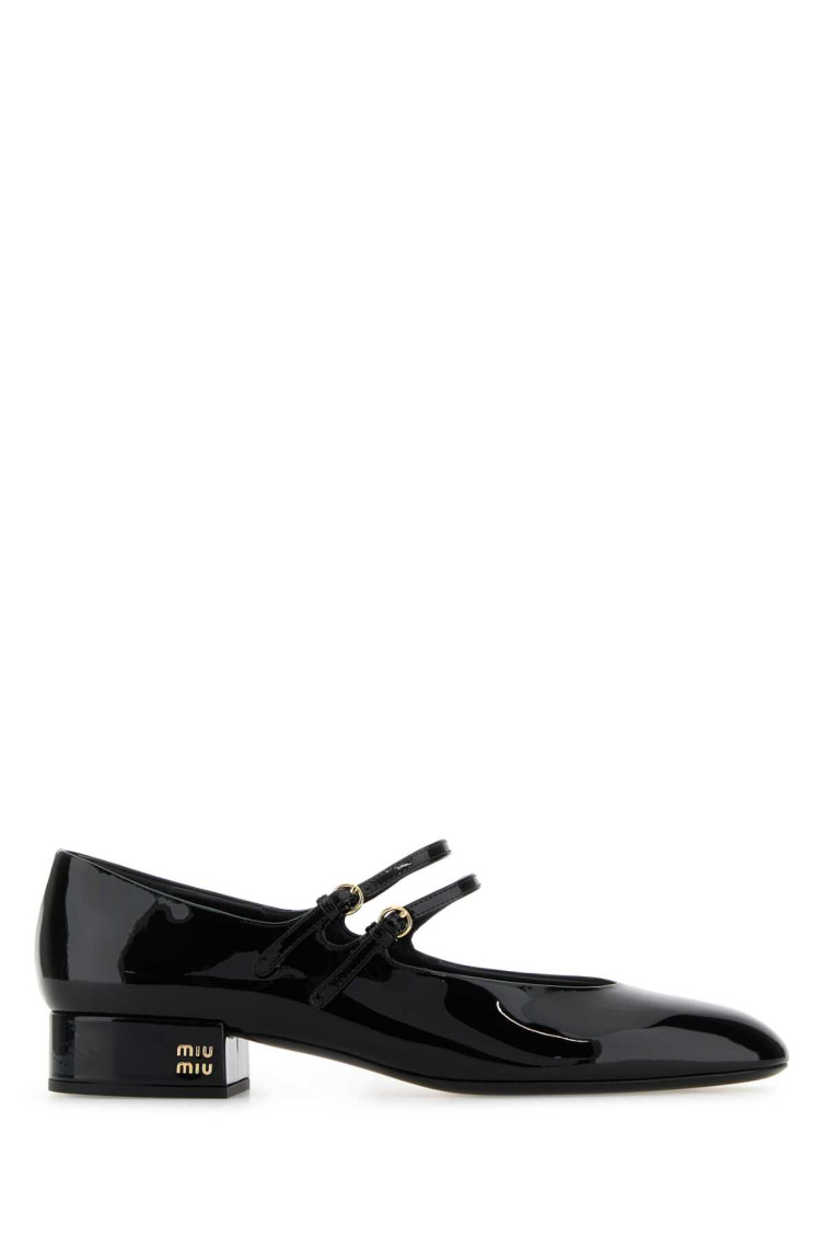 Miu Miu Patent Leather Slingback Pumps With Buckles In Black