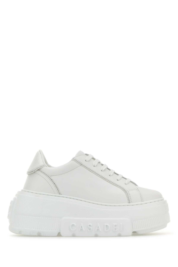 Casadei White Leather Sneakers In White