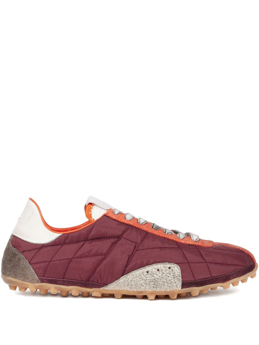 Maison Margiela Sprinter Leather And Brushed Suede-trimmed Shell Sneakers In Red
