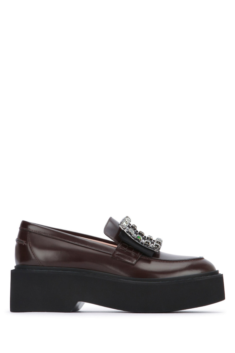 Roger Vivier Viv Rangers High Strass Loafer In Brown