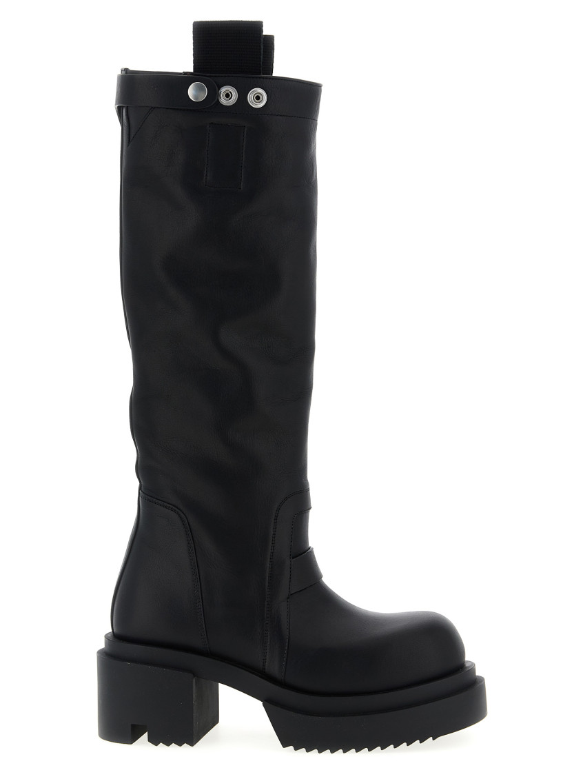 Rick Owens Black Porterville Knee Pull On Bogun Tall Boots In Black