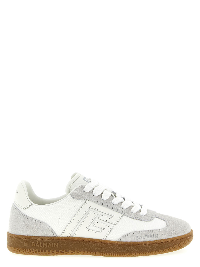 Balmain Swan Calf Suede Low-top Sneakers In White