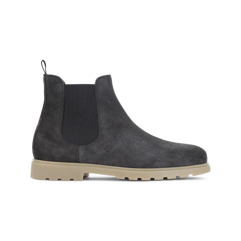 Kiton Round Toe Suede Finish Ankle Boot In Gray
