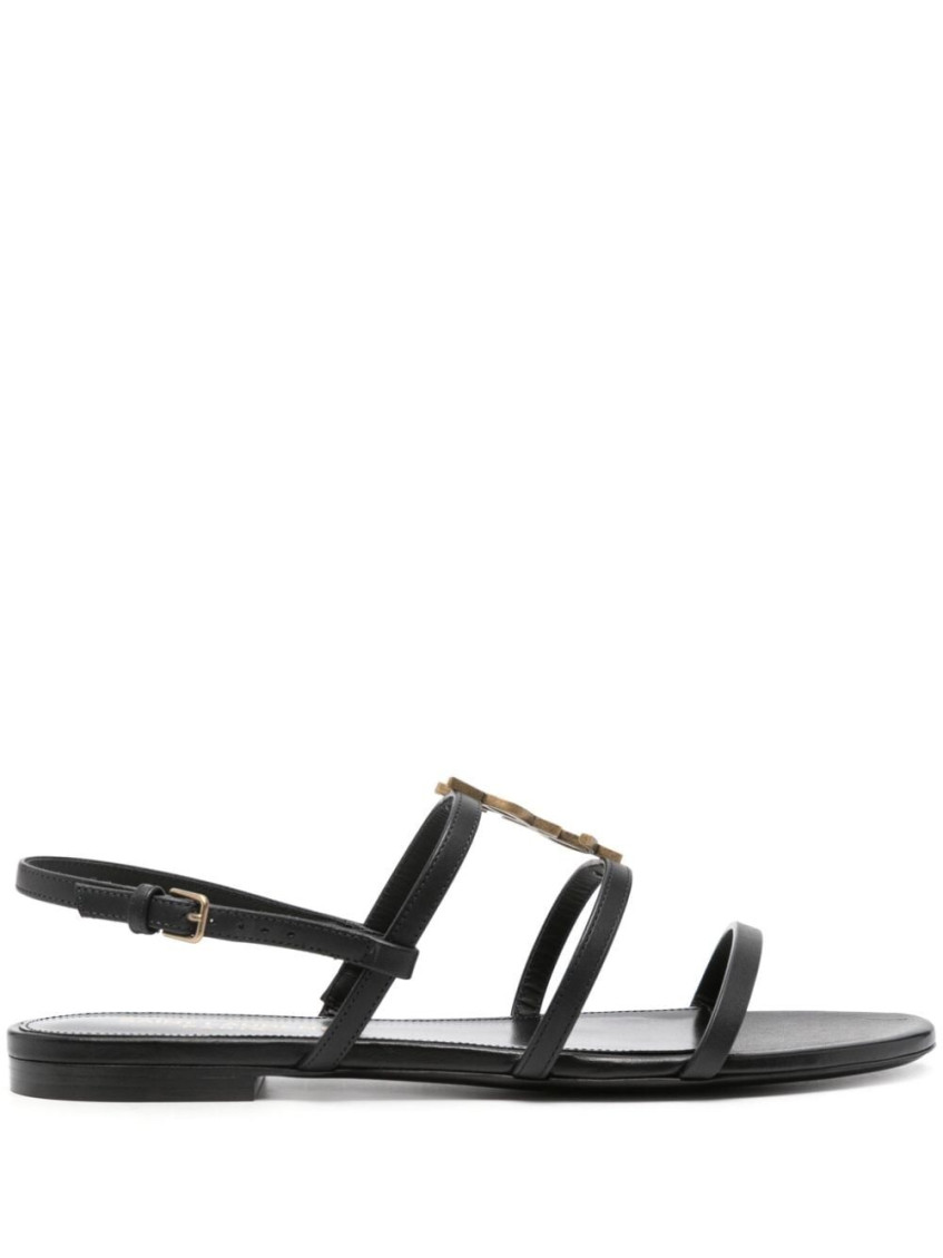 Shop Saint Laurent Black Leather Sandals