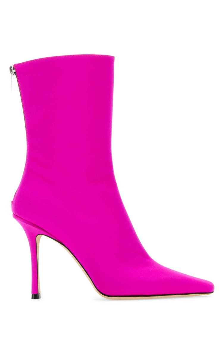 Jimmy Choo Stylish Satin Ankle Boots With 11 Cm Heel Height In Fuchsia