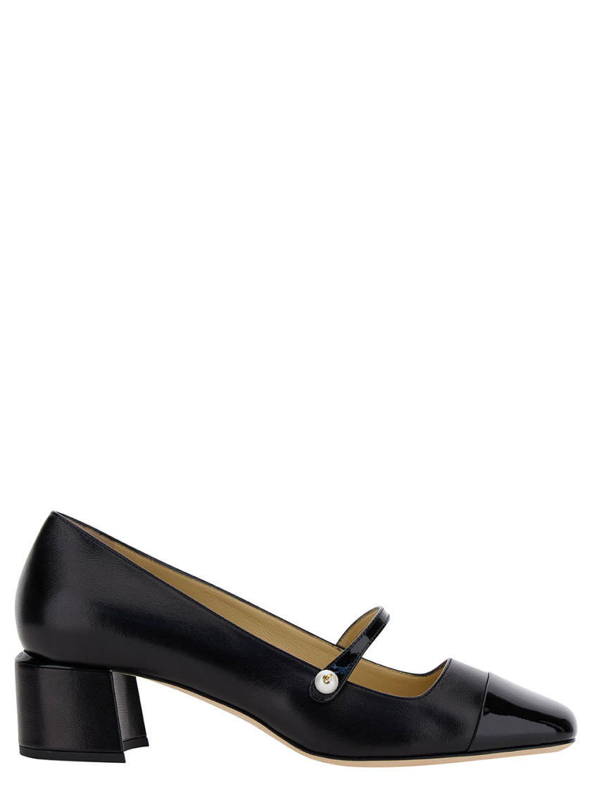Jimmy Choo 'elisa 45' Black Pumps With Pearl Detail In Black