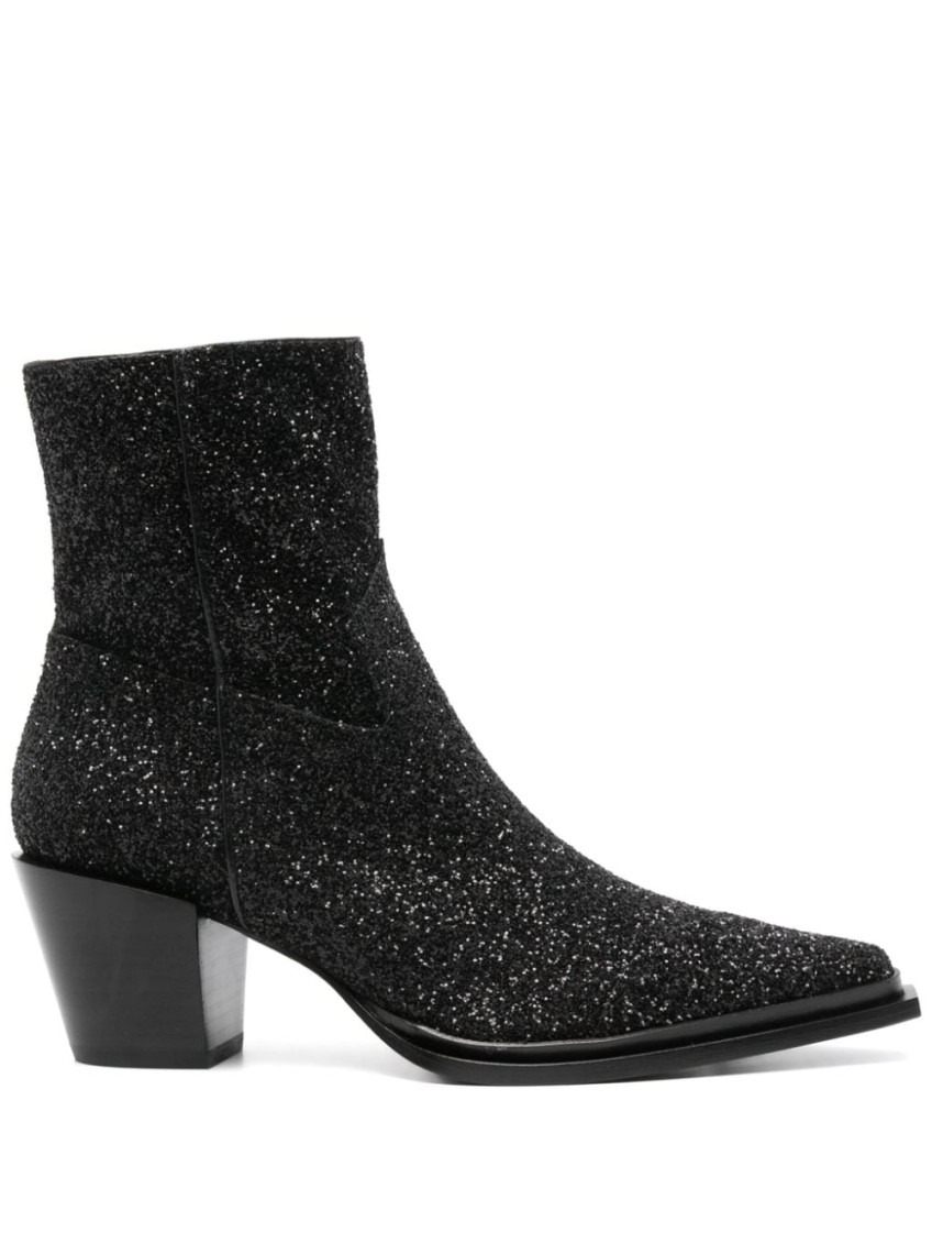 Jimmy Choo Cece Ab 60mm Glitter Ankle Boots In Black