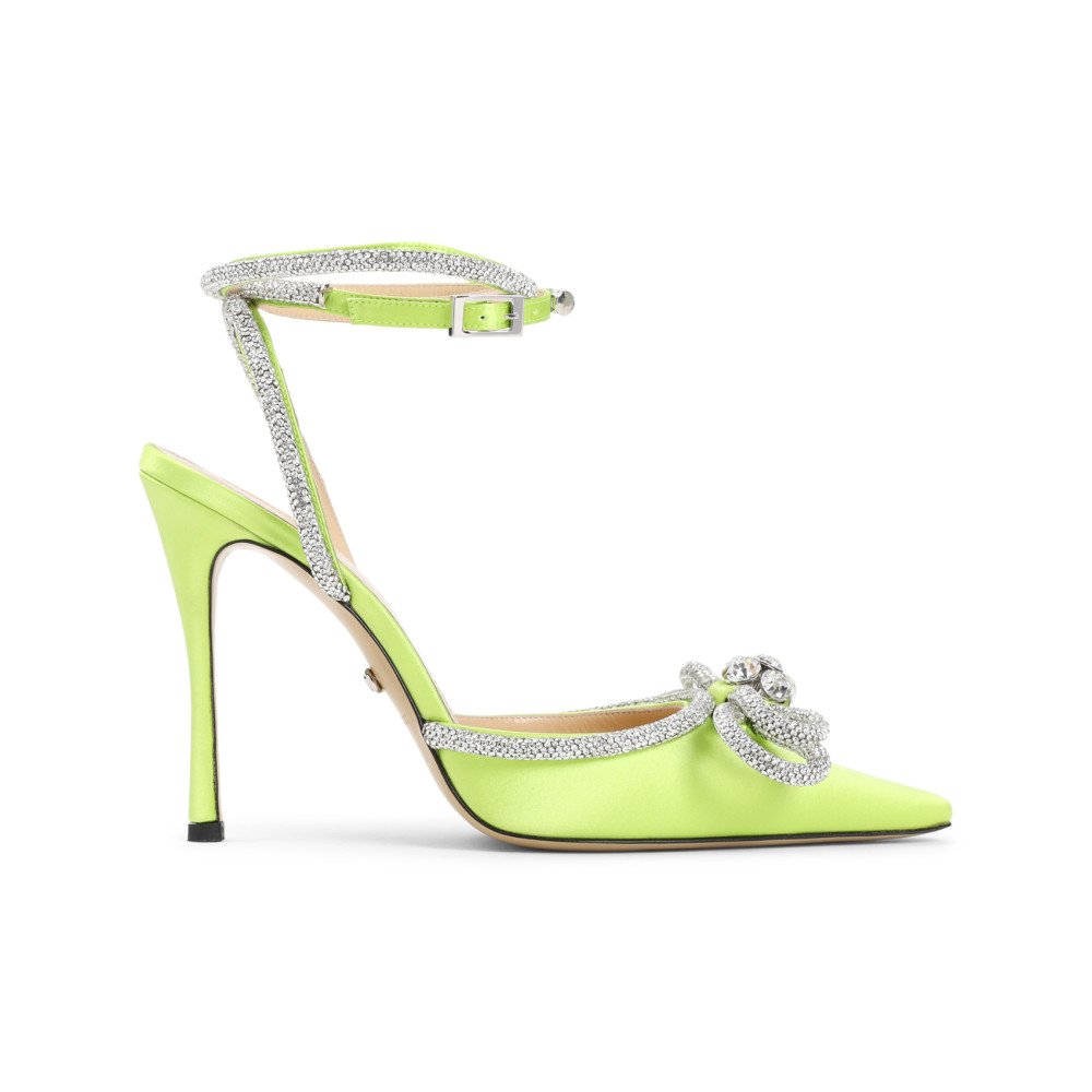 Mach&mach Double Bow Crystal Pumps In Yellow