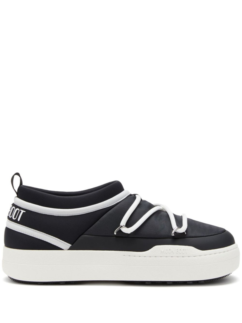 Moon Boot Padded Platform Sneakers Contrast Sole In Black