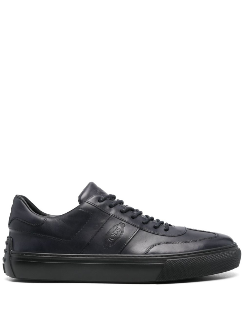 Tod's Logo-debossed Leather Sneakers In Black