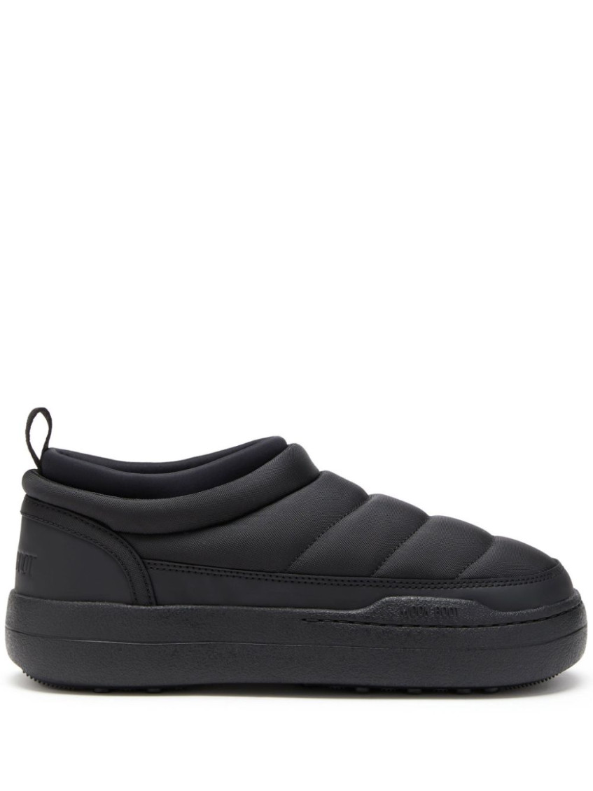 Moon Boot Black Slip On Sneakers In Black