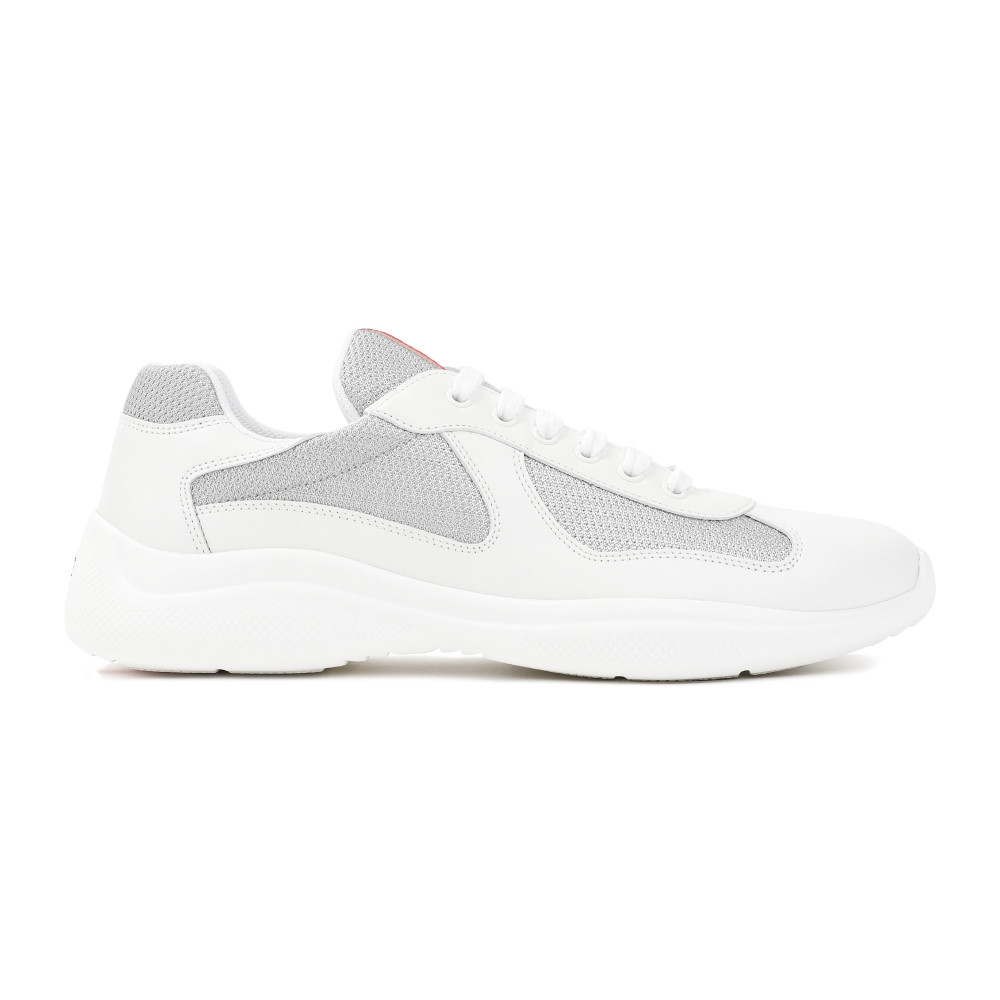 Prada White Lace Up Sneakers In White