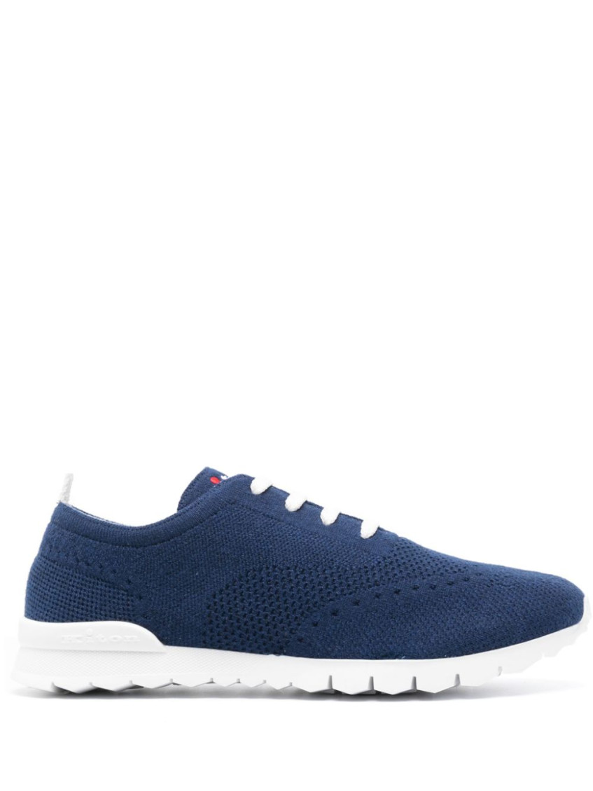 Kiton Dark Blue Low-top Sneakers In Dark Blue