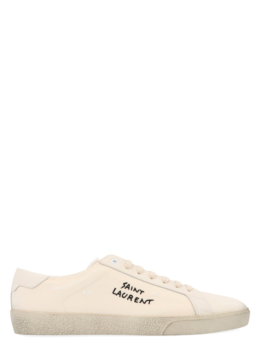 SAINT LAURENT WHITE WHITE COURT SL/06 CANVAS SNEAKERS