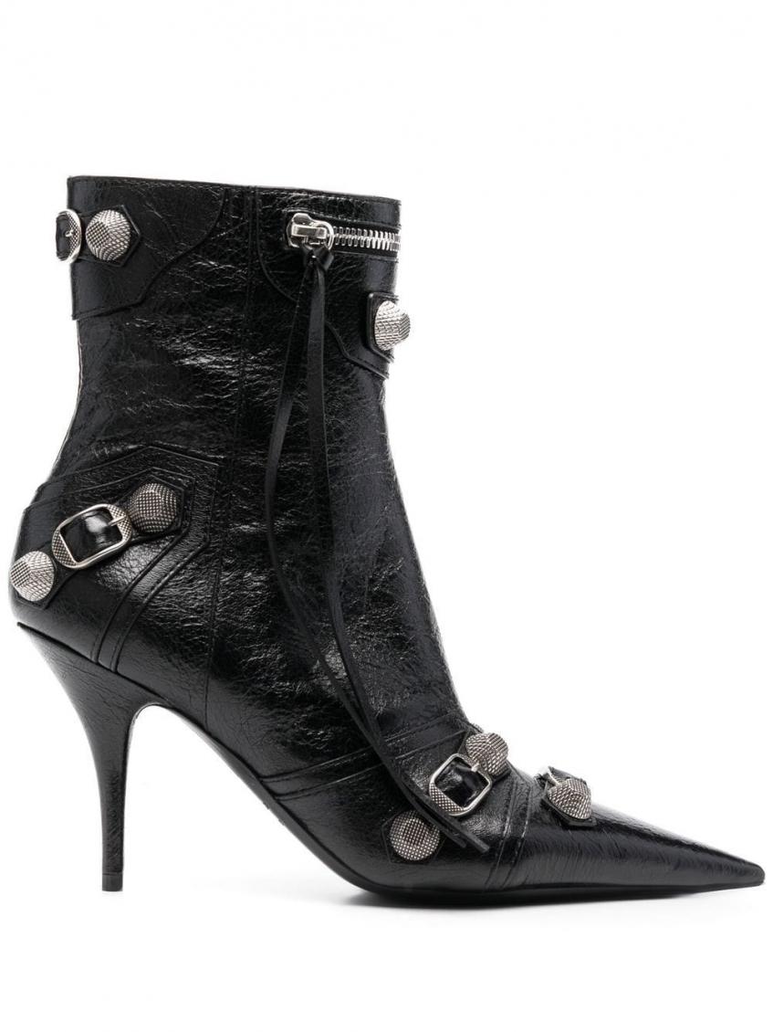 Balenciaga Cagole 50 Ankle Boots In Lamb Leather In Black