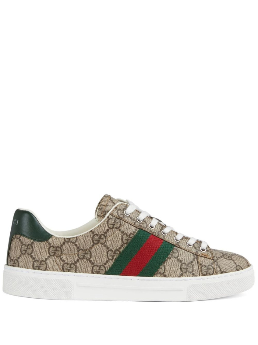 Gucci Ace Monogram Canvas Low-top Sneakers In Multi