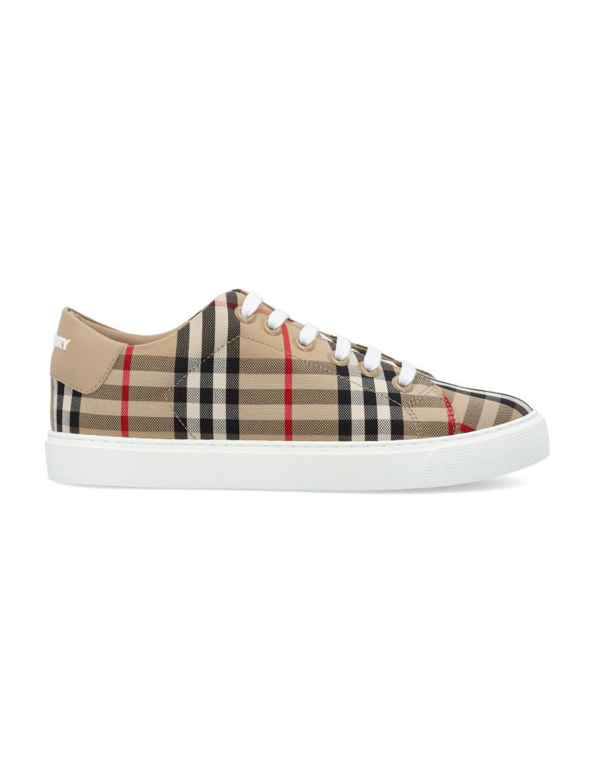 Burberry Vintage Check Lace-up Sneakers In Beige