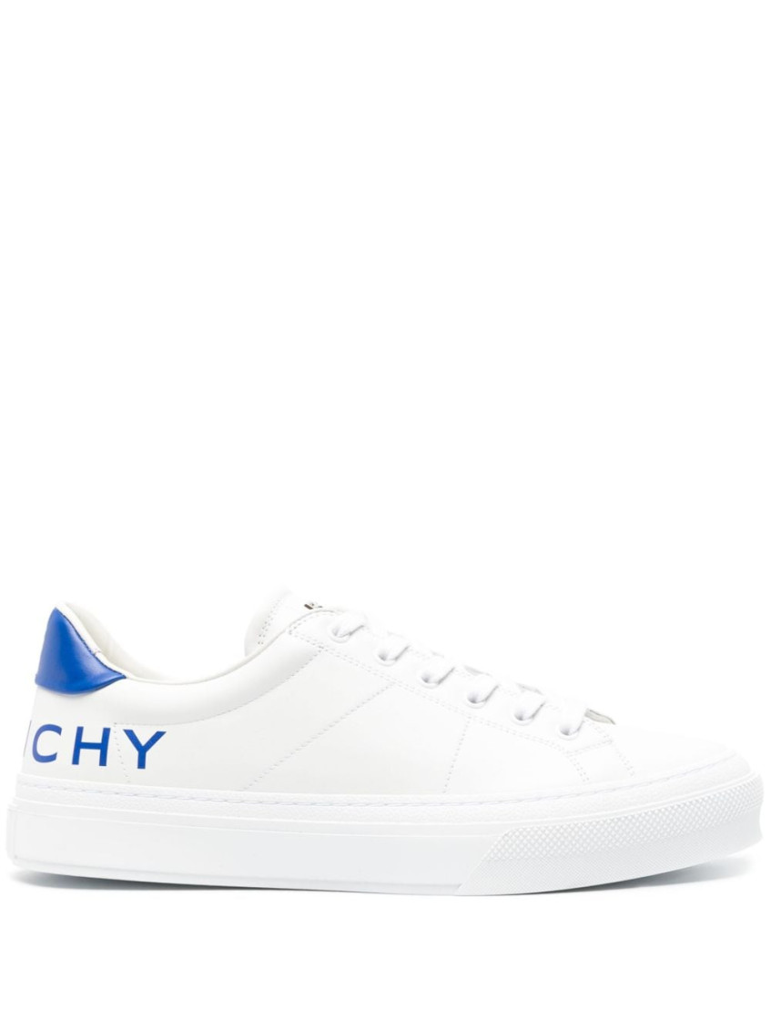 Shop Givenchy White White Blue City Sport Leather Sneakers