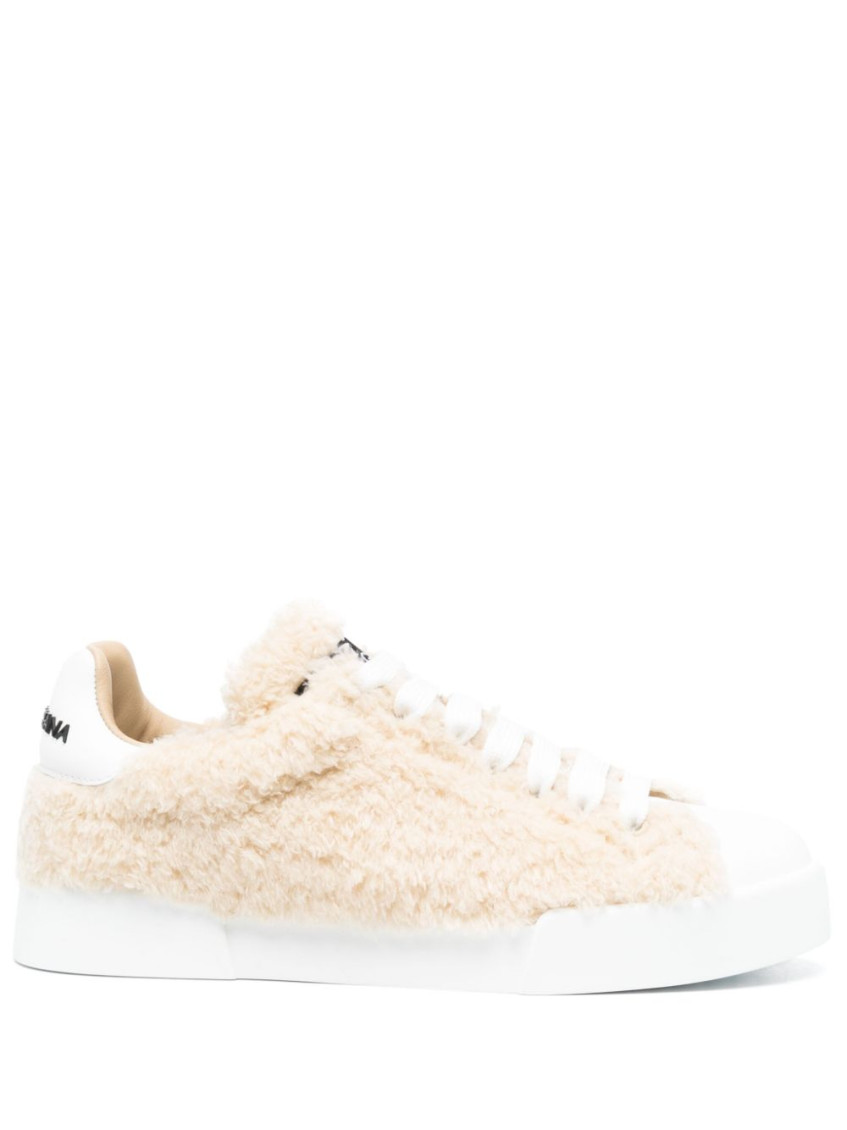 Dolce & Gabbana Embossed-logo Leather Trainers In Light Pink