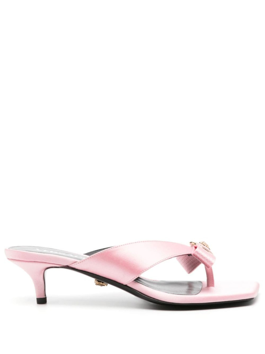 Versace Gianni Ribbon 45mm Mules In Pink