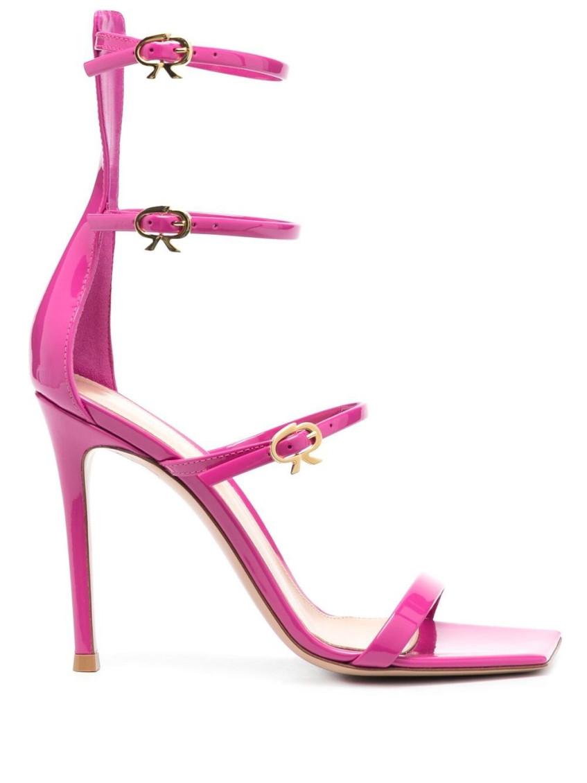 Gianvito Rossi Ribbon Uptown Patent High Heel Sandals In Fuchsia