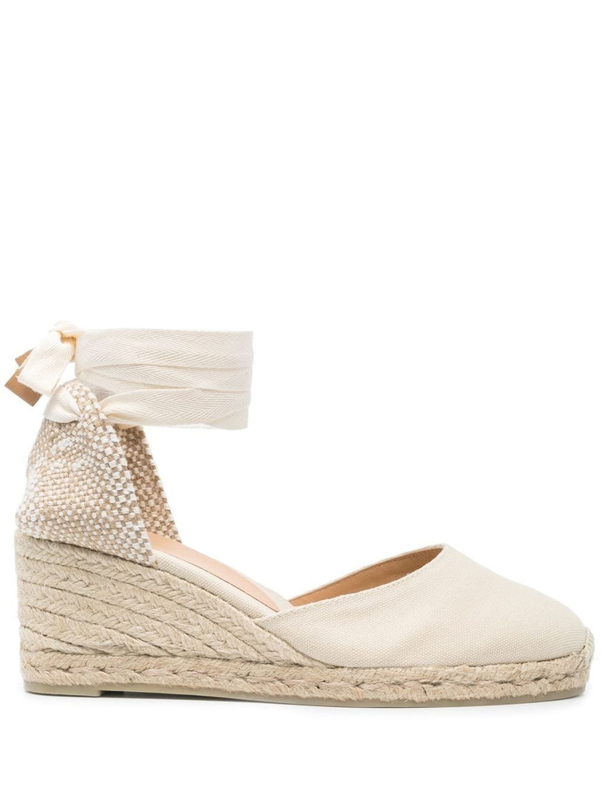 Shop Castaã±er Beige Carina Wedge Espadrilles