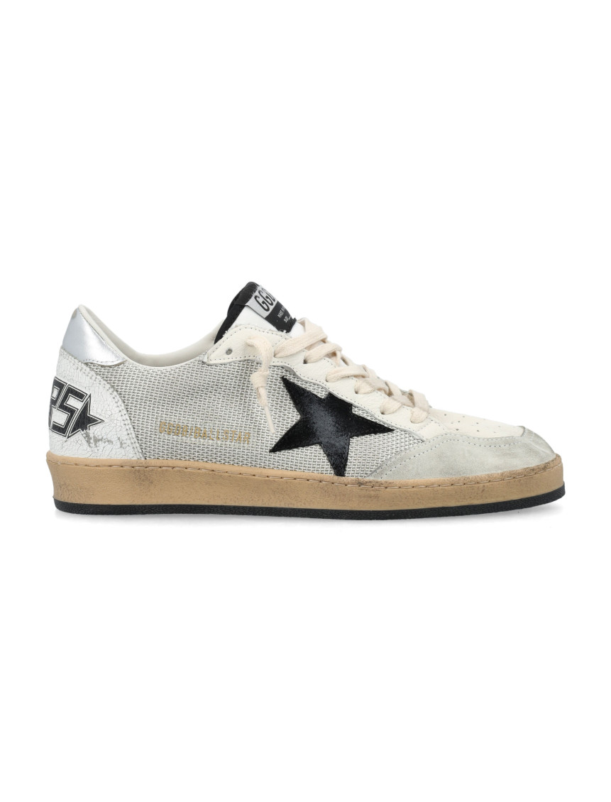 Golden Goose "ball Star" Net Upper Suede Star Laminated Heel Crack Spur Sneakers Shoes In Grey