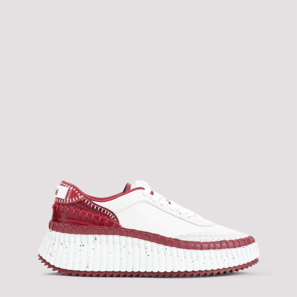 Shop Chloé Red Lace Up Sneakers