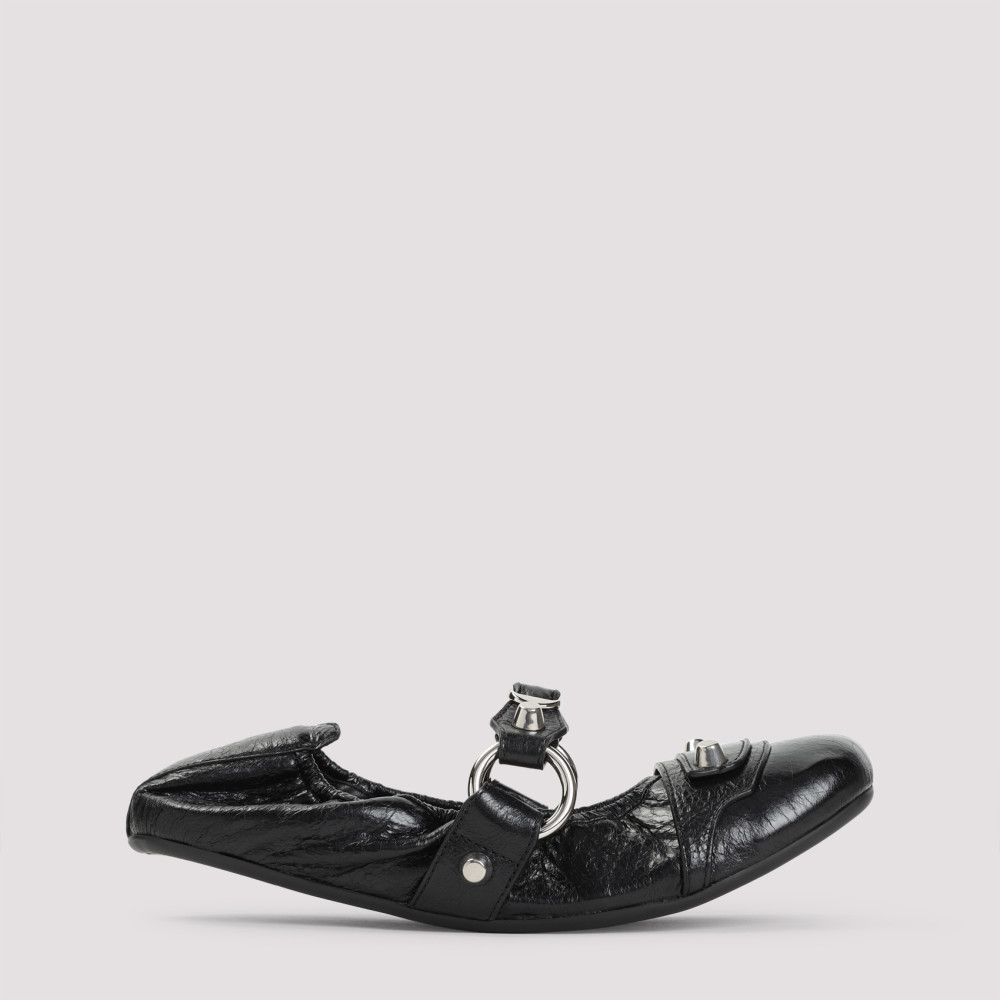 Balenciaga Black Lamb Leather Shoes With Striking Metallic Accents In Black