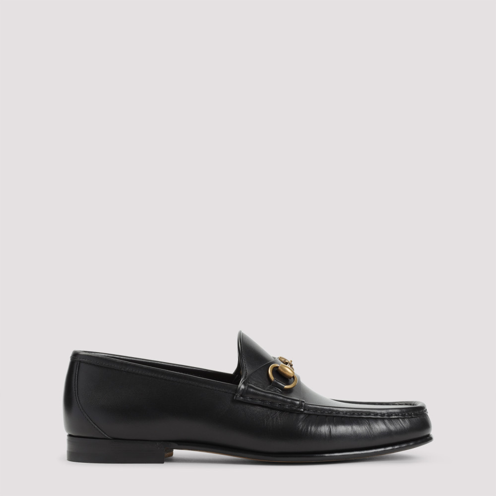 Gucci Men's Black Roos Horsebit Leather Moccasins In Black