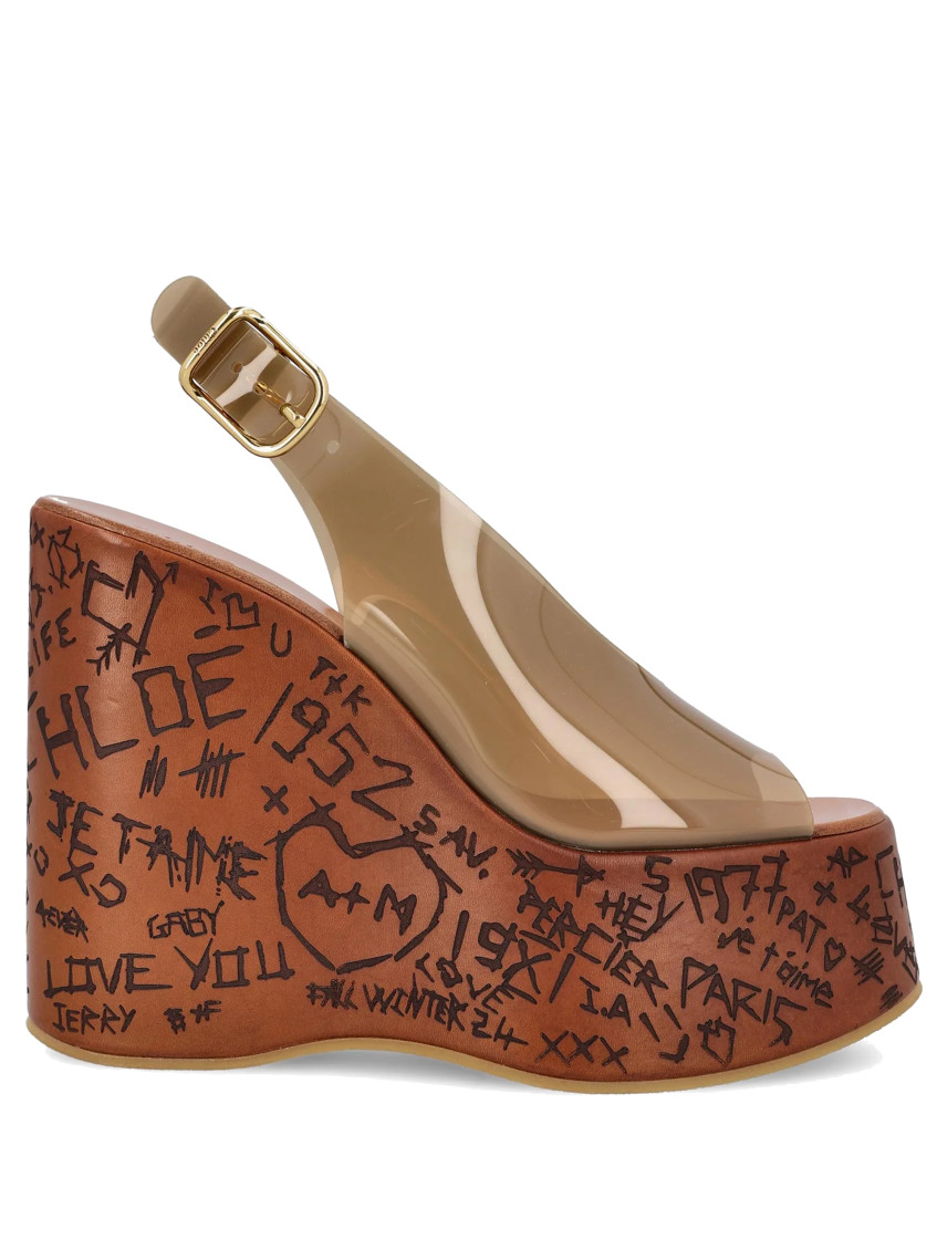 Shop Chloé Brown Maxime Slingback Wedges