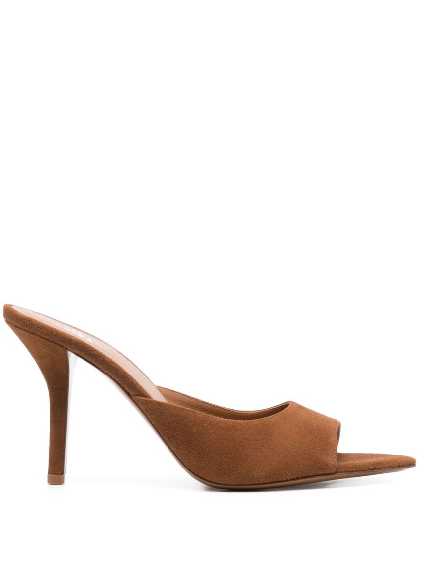 Gia Borghini Pointed Open Toe Suede Sandals In Brown