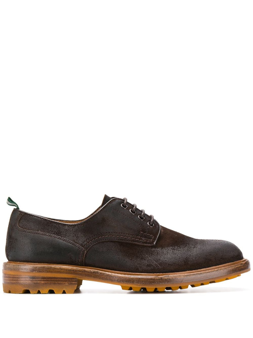 Green George Dark Brown Leather Lace Up Shoes In Brown