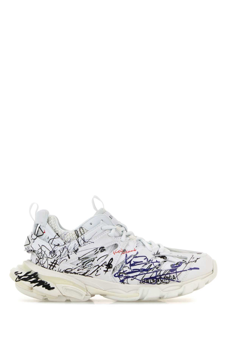Balenciaga White Mesh And Rubber Track Sneakers In Gold
