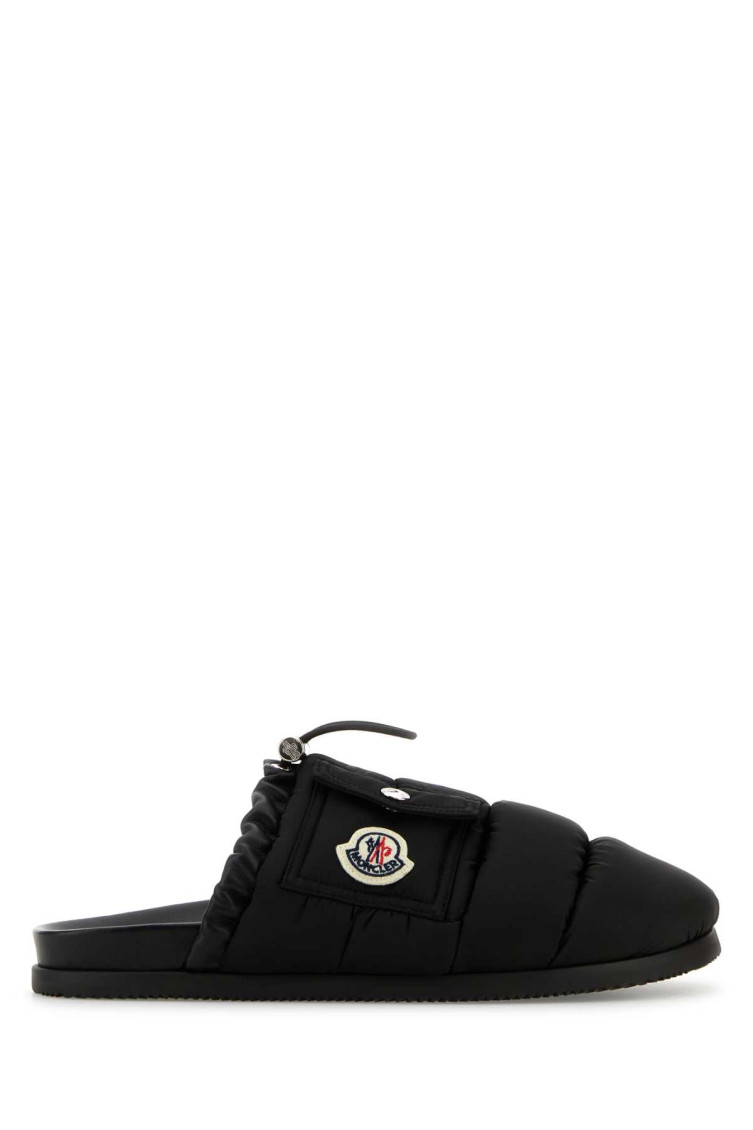 Shop Moncler Black Slip On Slides