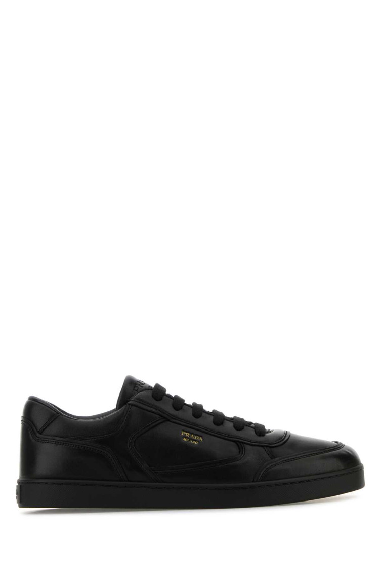 Prada Leather Sneakers With Flat Sole And Round Toe