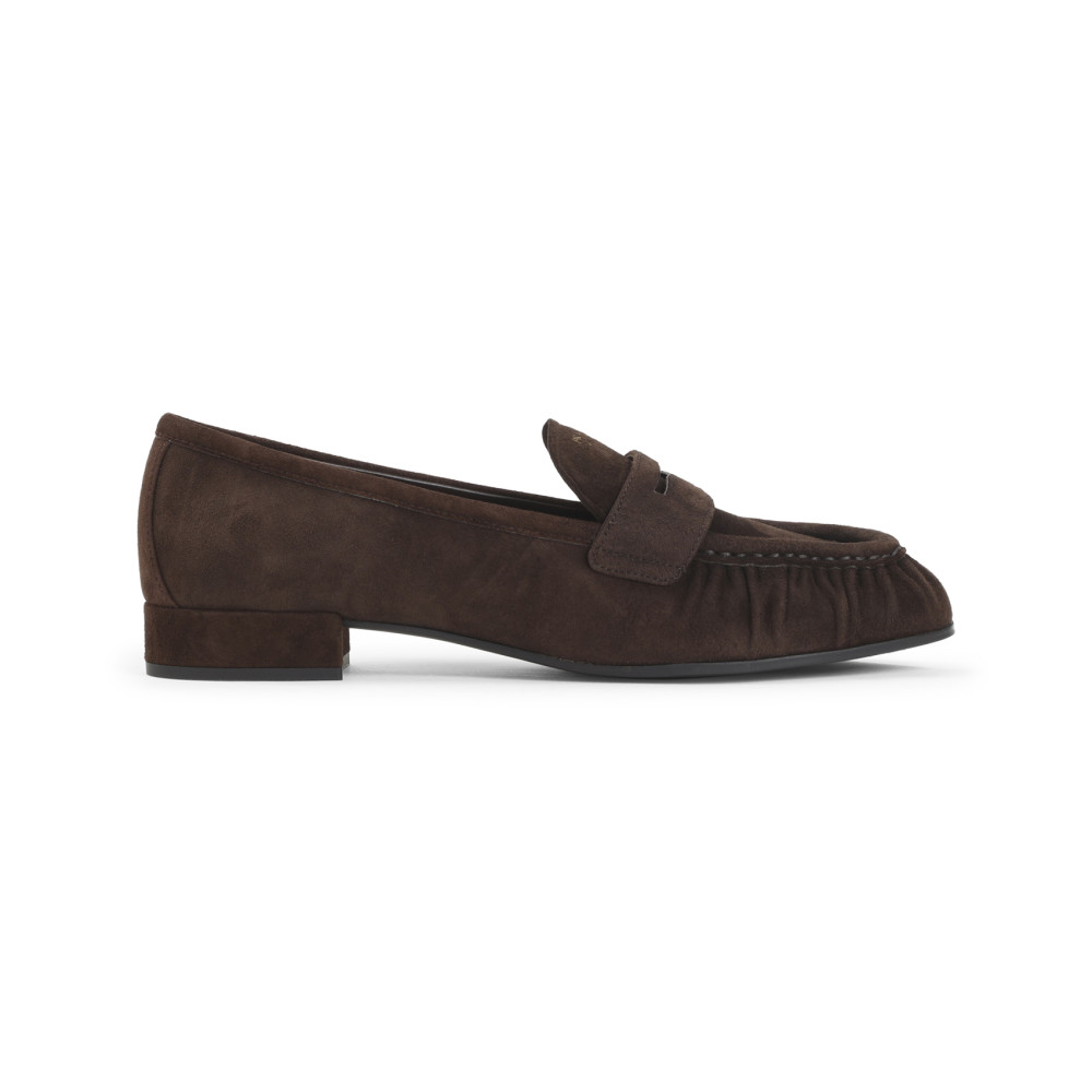 PRADA Unborn Calf Loafers dark brown Prada Brown Suede Loafers for