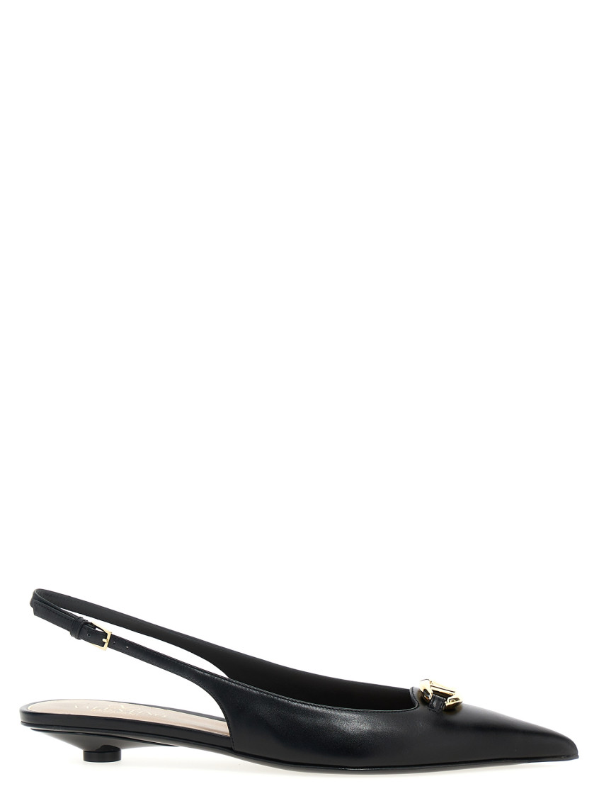 Valentino Vlogo Signature Leather Slingback Pump In Black