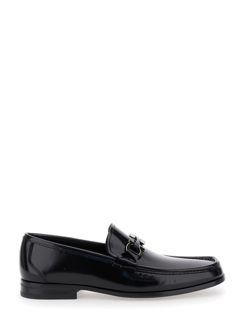 Ferragamo Black Slip On Loafers In Black