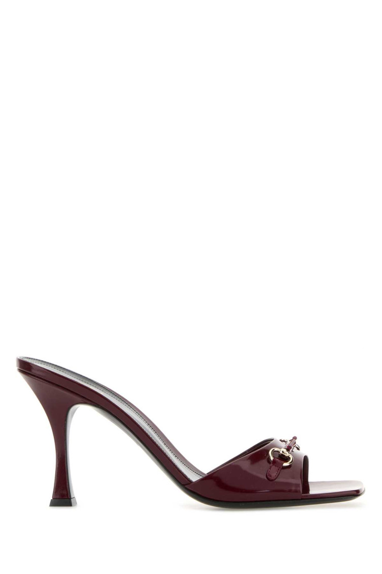 Gucci Brown Leather Heels In Burgundy