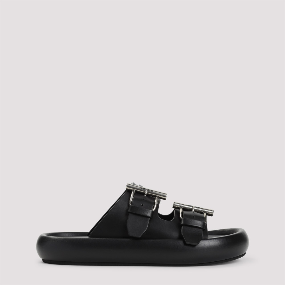 ALEXANDER MCQUEEN BLACK LEATHER SANDALS