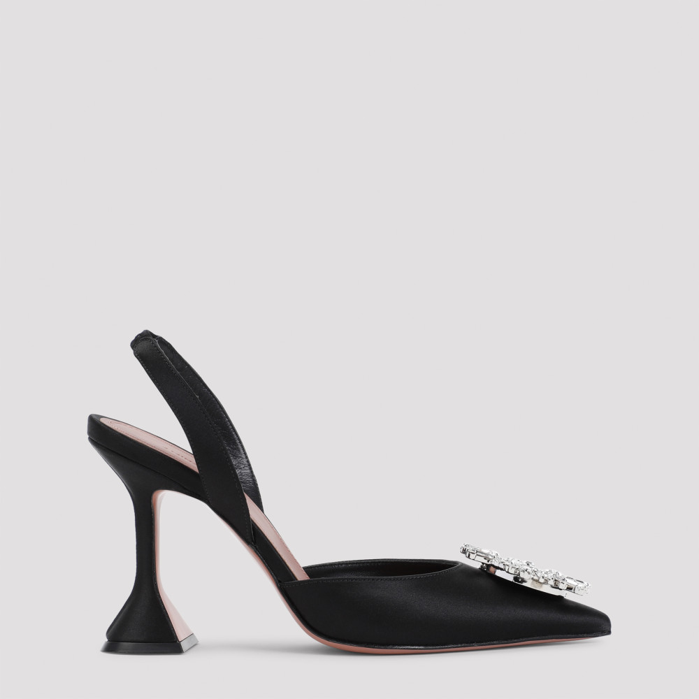 AMINA MUADDI BLACK SLINGBACK HEELS