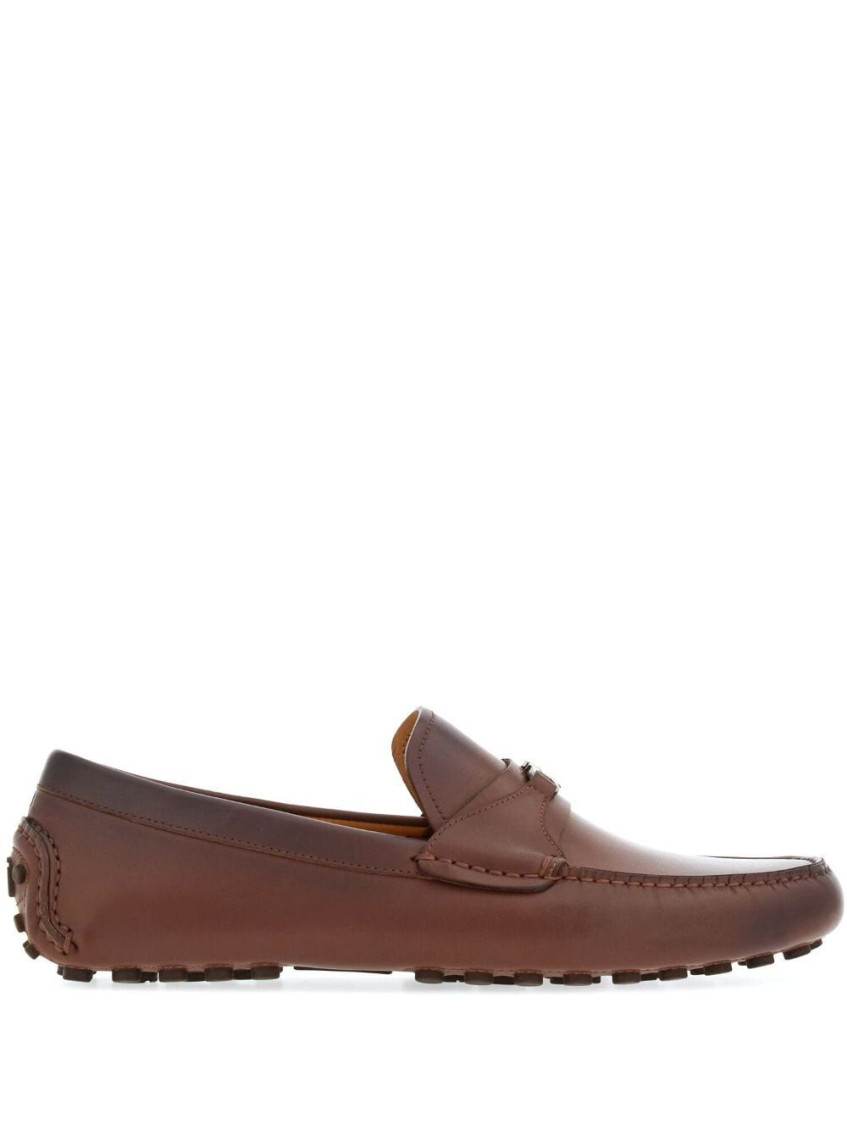 FERRAGAMO BROWN SLIP ON LOAFERS