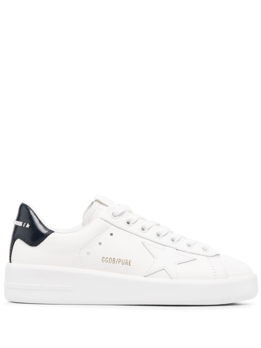 Golden Goose Leather Sneakers With Back Contrasting Patch In White