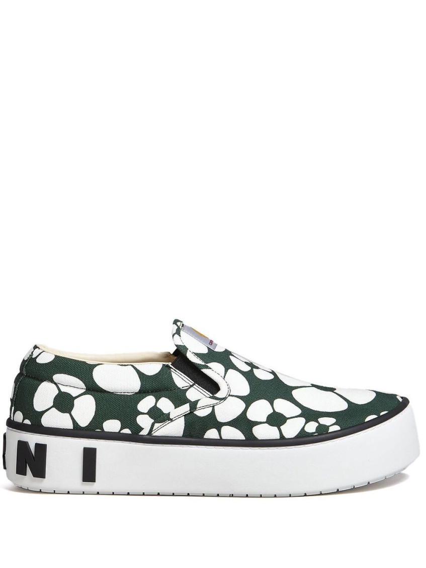 ■MARNI■ Marni x Carhartt WIP Floral Print Slip-On Forest G Marni X Carhartt Floral-print Slip-on Sneakers In Forest