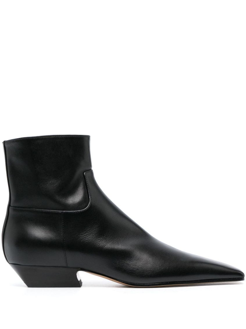 Shop Khaite Black Marfa Leather Ankle Boots