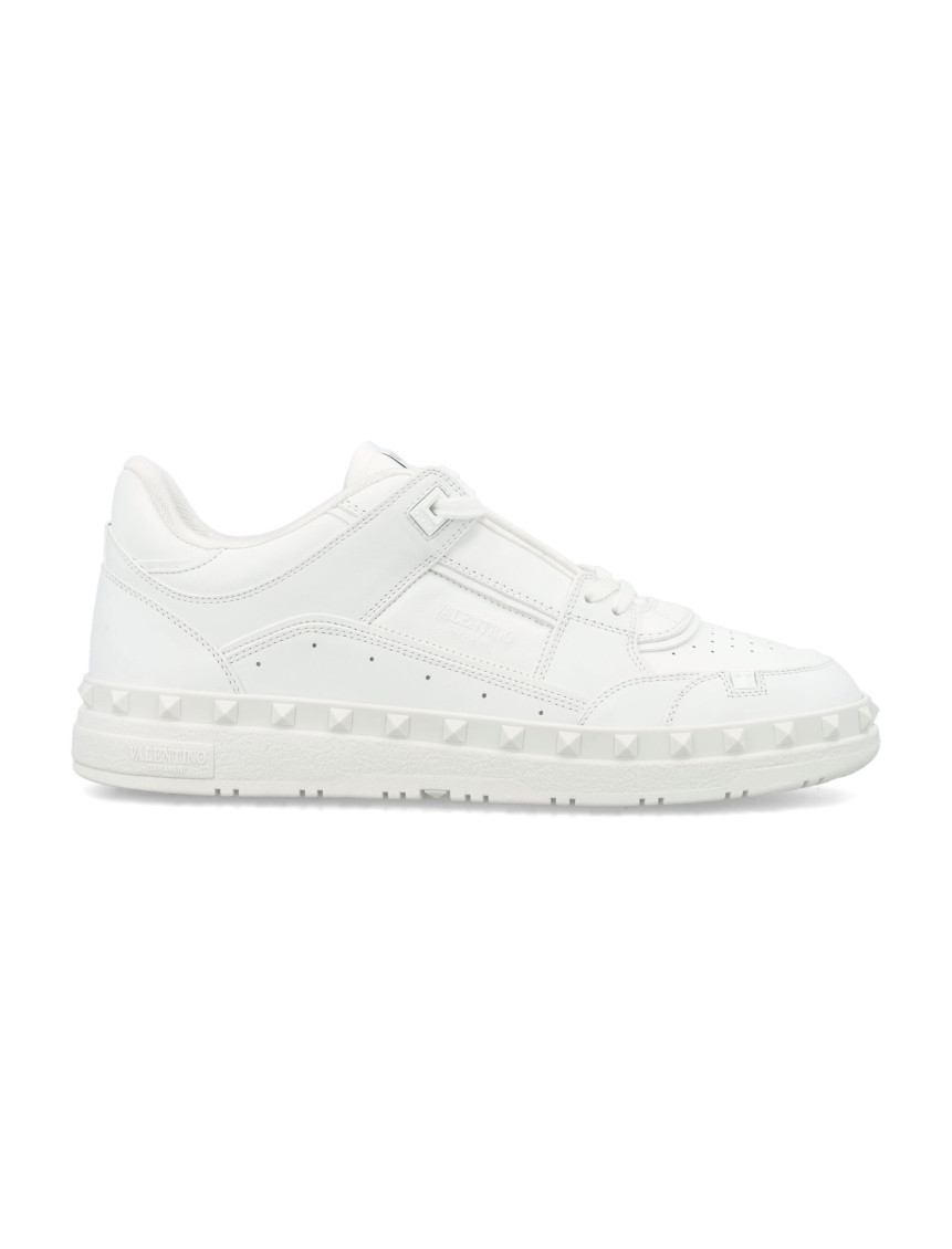 Valentino Leather Freedots Sneakers Studded Detailing In White
