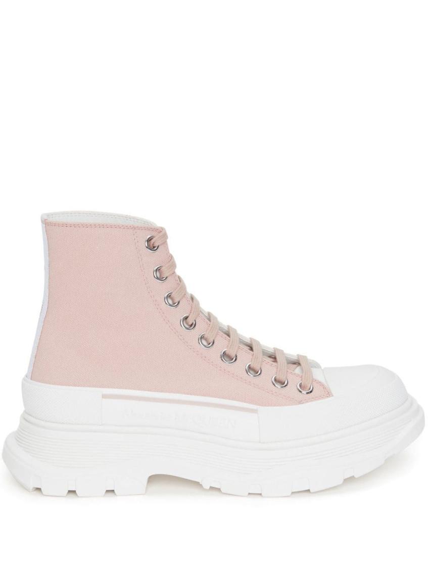 Shop Alexander Mcqueen Pink Tread Slick Ankle Boots