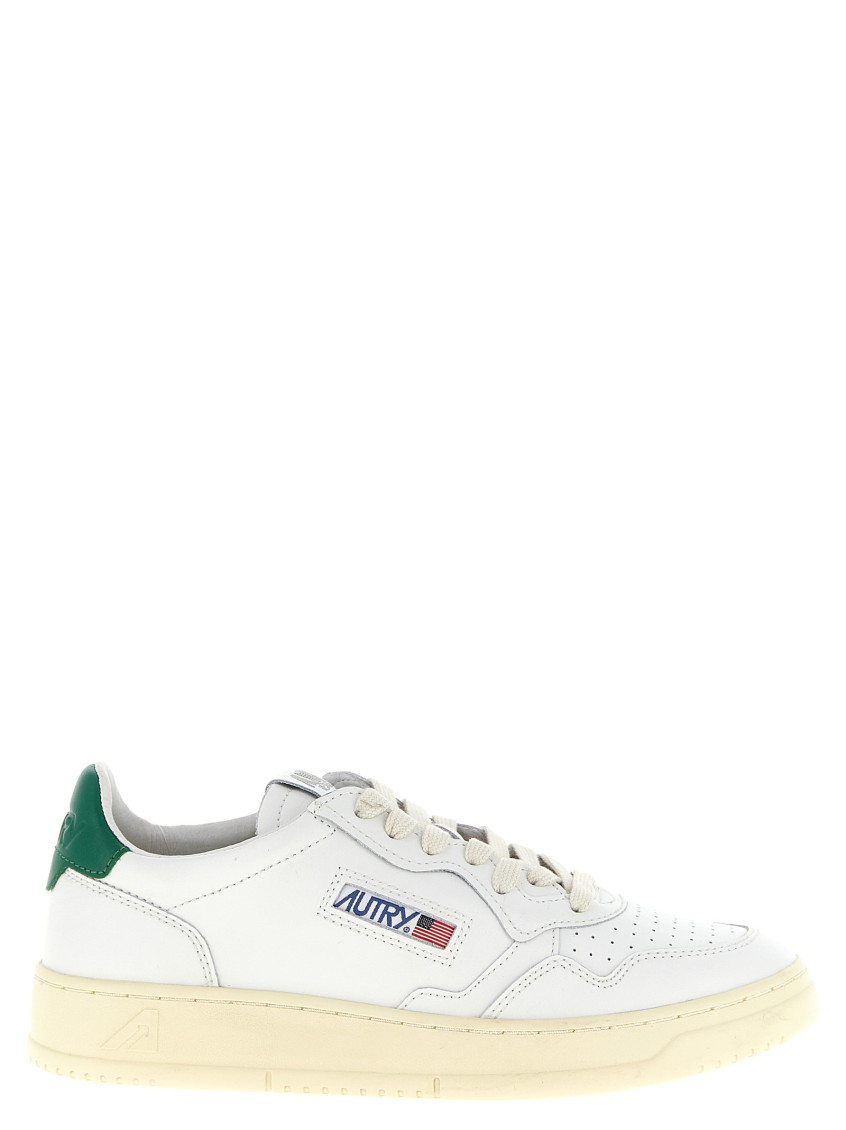 Autry Low-top Sneakers With Mixed Textures And Contrast Heel Tab In White