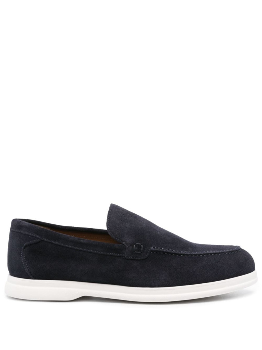 Doucal's Man Loafers Midnight Blue Size 9 Leather In Navy Blue